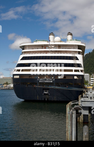 Cruise Ferry Amsterdam from the HAL Holland America Line at the quay in the port of Juneau, Alaska, United States of America Stock Photo