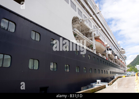 Cruise Ferry Amsterdam from the HAL Holland America Line at the quay in the port of Juneau, Alaska, United States of America Stock Photo