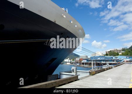 Cruise Ferry Amsterdam from the HAL Holland America Line at the quay in the port of Juneau, Alaska, United States of America Stock Photo