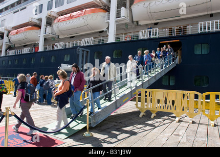 Cruise Ferry Amsterdam from the HAL Holland America Line at the quay in the port of Juneau, Alaska, United States of America Stock Photo