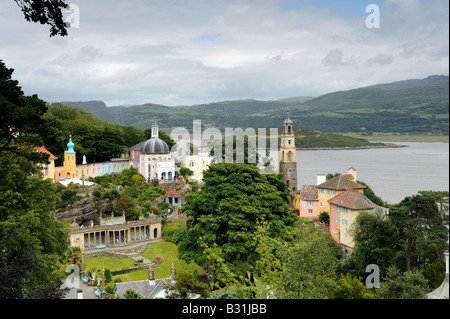 Portmeirion Village and gardens Gwynedd North Wales Stock Photo