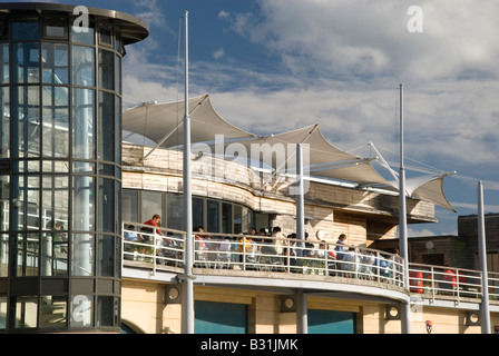 The balcony of The Boathouse at Eton College Dorney Lake Rowing Centre Stock Photo