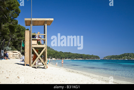 Lifeguards lookout tower on a Mallorcan Beach - Formentor Stock Photo