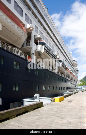 Cruise Ferry Amsterdam from the HAL Holland America Line at the quay in the port of Juneau, Alaska, United States of America Stock Photo