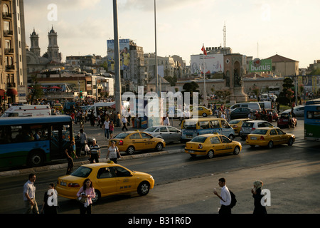 Taksim square and traffic, Istanbul, Turkey Stock Photo