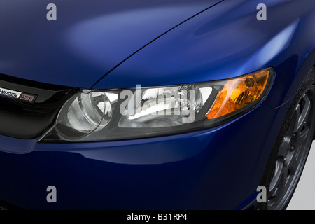 2008 Honda Civic SI Mugen in Blue - Headlight Stock Photo