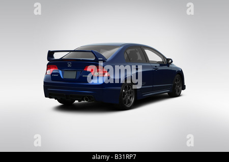 2008 Honda Civic SI Mugen in Blue - Rear angle view Stock Photo