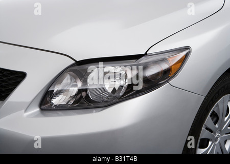 2009 Toyota Corolla S in Silver - Headlight Stock Photo