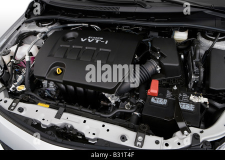 2009 Toyota Corolla S in Silver - Engine Stock Photo