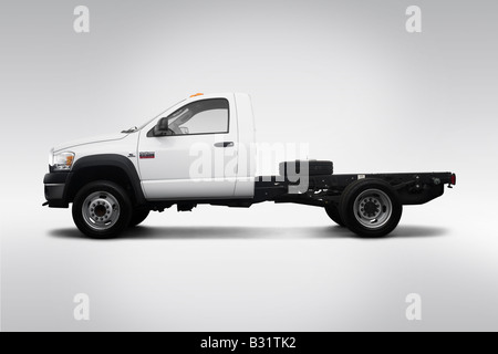 2008 Dodge Ram 4500 Chassis in White - Drivers Side Profile Stock Photo