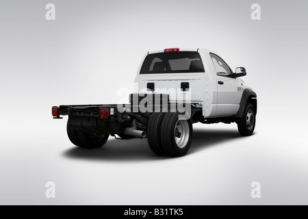 2008 Dodge Ram 4500 Chassis in White - Rear angle view Stock Photo