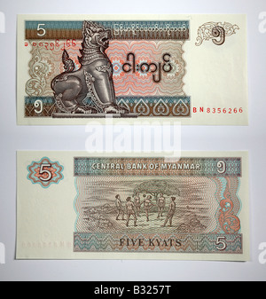 Bank notes from The Military Governed Myanmar, Burma Burmese Stock Photo