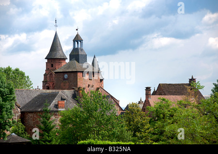 Red roofs of the village of Collonges-la-Rouge, Département Corrèze, Region Limousin, France Stock Photo