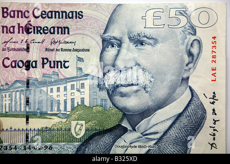 Douglas Hyde on the Irish 50 Pound Note Stock Photo