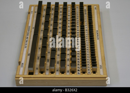 Gauge blocks used in a engineering workshop Stock Photo