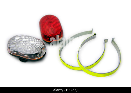bicycle lights and trouser clips white background