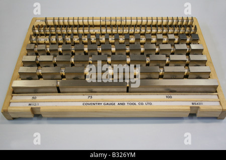 Gauge blocks used in a engineering workshop Stock Photo