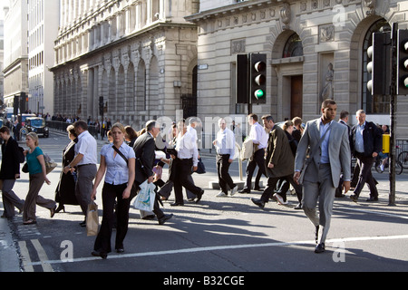 Commuters returning home during evening rush hour City of London Stock Photo