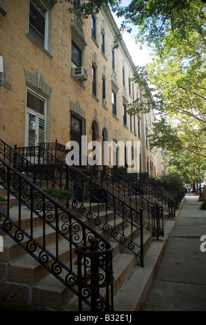 Strivers Row townhouses in the St Nicholas Historic District in the Harlem neighborhood of New York Stock Photo