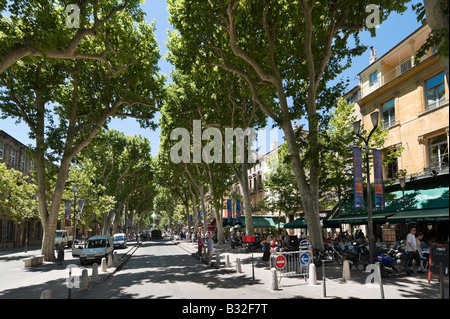 The Cours Mirabeau (Main Avenue) in the historic city centre, Aix en Provence, France Stock Photo