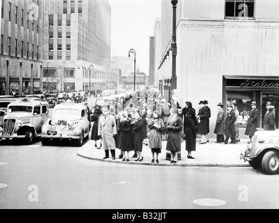 Fifth Avenue and 50th Street (Rockefeller Plaza is on the left), New York, NY, circa 1938 Stock Photo