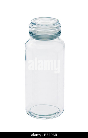 Tall empty glass jar with lid on white background Stock Photo