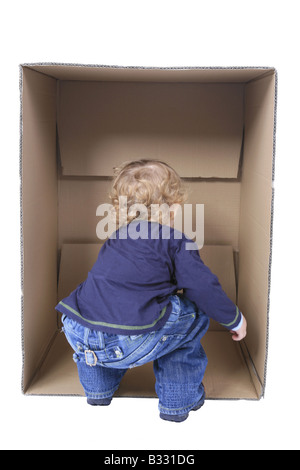 children inspecting box Stock Photo