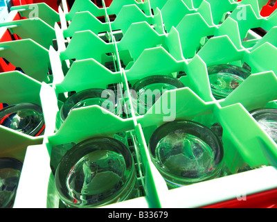 empty glasses in a box Stock Photo