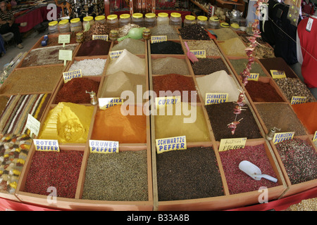 different spices on the market Stock Photo