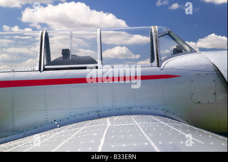 Close up of the cockpit from an old retro aeroplane Stock Photo