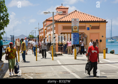 Ferry dock in Cruz Bay on the caribbean island of St John in the US Virgin Islands Stock Photo