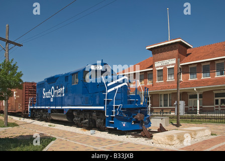 Texas San Angelo Historic Orient Santa Fe Depot Railway Museum diesel electric engine locomotive Stock Photo