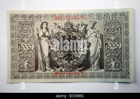 Close up of a traditional German Reichsmark  banknote reverse Stock Photo