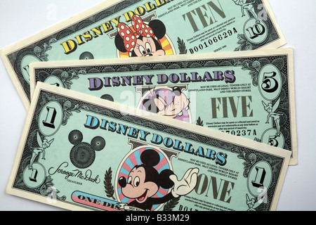 Disney dollars from Disney Land in United States of America Stock Photo