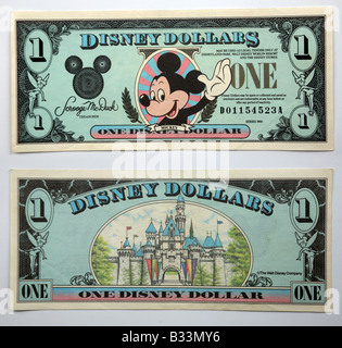 Disney dollars from Disney Land in United States of America Stock Photo