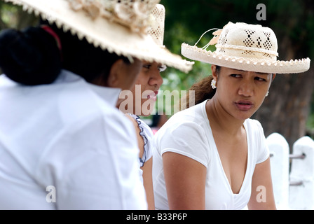 church goers at avarua cook islands christian church rarotonga cook islands Stock Photo