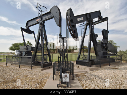 Texas Midland Permian Basin Petroleum Museum horsehead oil well pumps on display Stock Photo