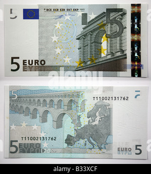 Five Euro Bank Note accepted in most European countries Stock Photo