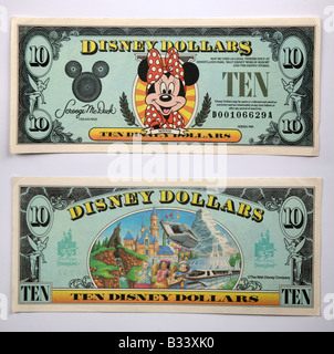 Disney dollars from Disney Land in United States of America Stock Photo