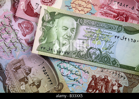 Bank notes from Afghanistan Pashto/Persian Stock Photo