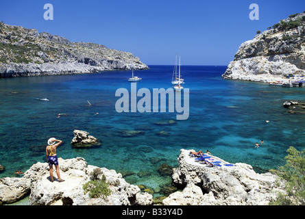 Anthony Quinn Bay nearby Faliraki on Rhodes Island Dodecanese Greece Stock Photo