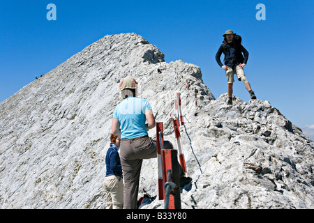 People on Koncheto ridge near Bansko in World Heritage Site Pirin National Park Bulgaria Stock Photo