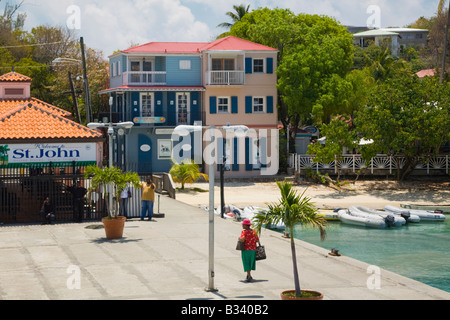 Ferry dock in Cruz Bay on the caribbean island of St John in the US Virgin Islands Stock Photo