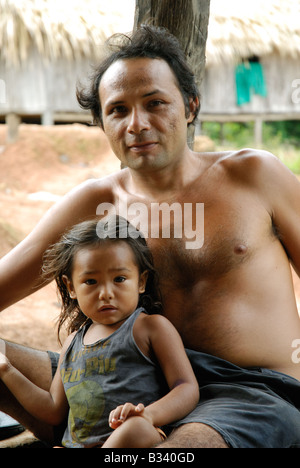 Dad and daughter in the Amazon Stock Photo