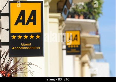 Holiday at home: AA 5 star guest accommodation boards in Eastbourne, East Sussex. Stock Photo