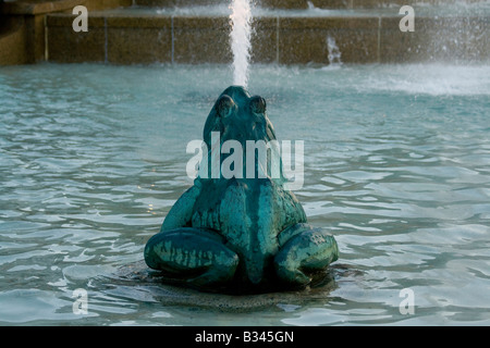 A statue of a frog is seen in the Swann Memorial Fountain in Logan Square, Philadelphia, Pennsylvania. Stock Photo