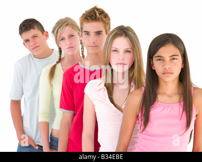 Five friends in a row Stock Photo