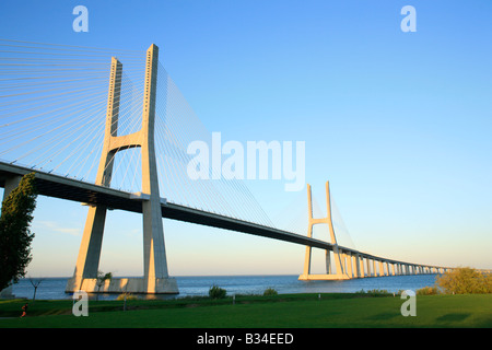 Ponte Vasco da Gama across River Tagus in Lisbon, Portugal Stock Photo