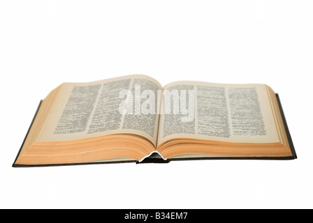 Open old book isolated on a white background