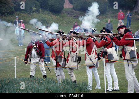 British troops shoot during a revolutionary war reenactment in Glendale Md Stock Photo